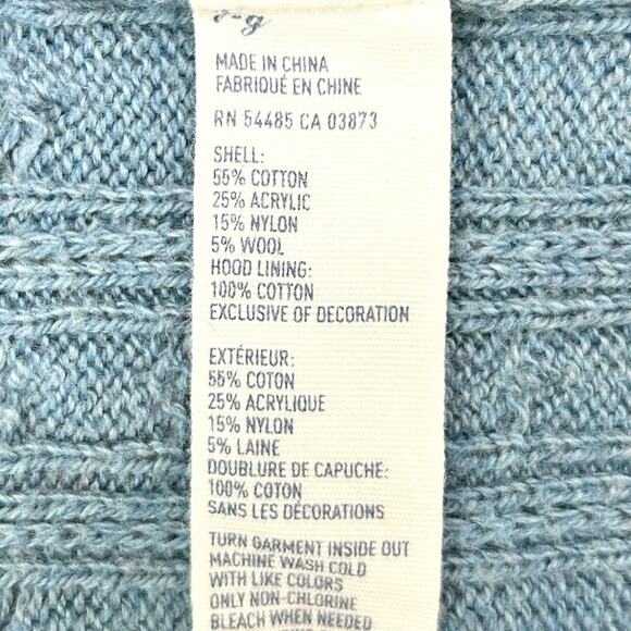 Y2K American Eagle Cable Knit Hoodie V-Neck Sweater - Picture 10 of 10